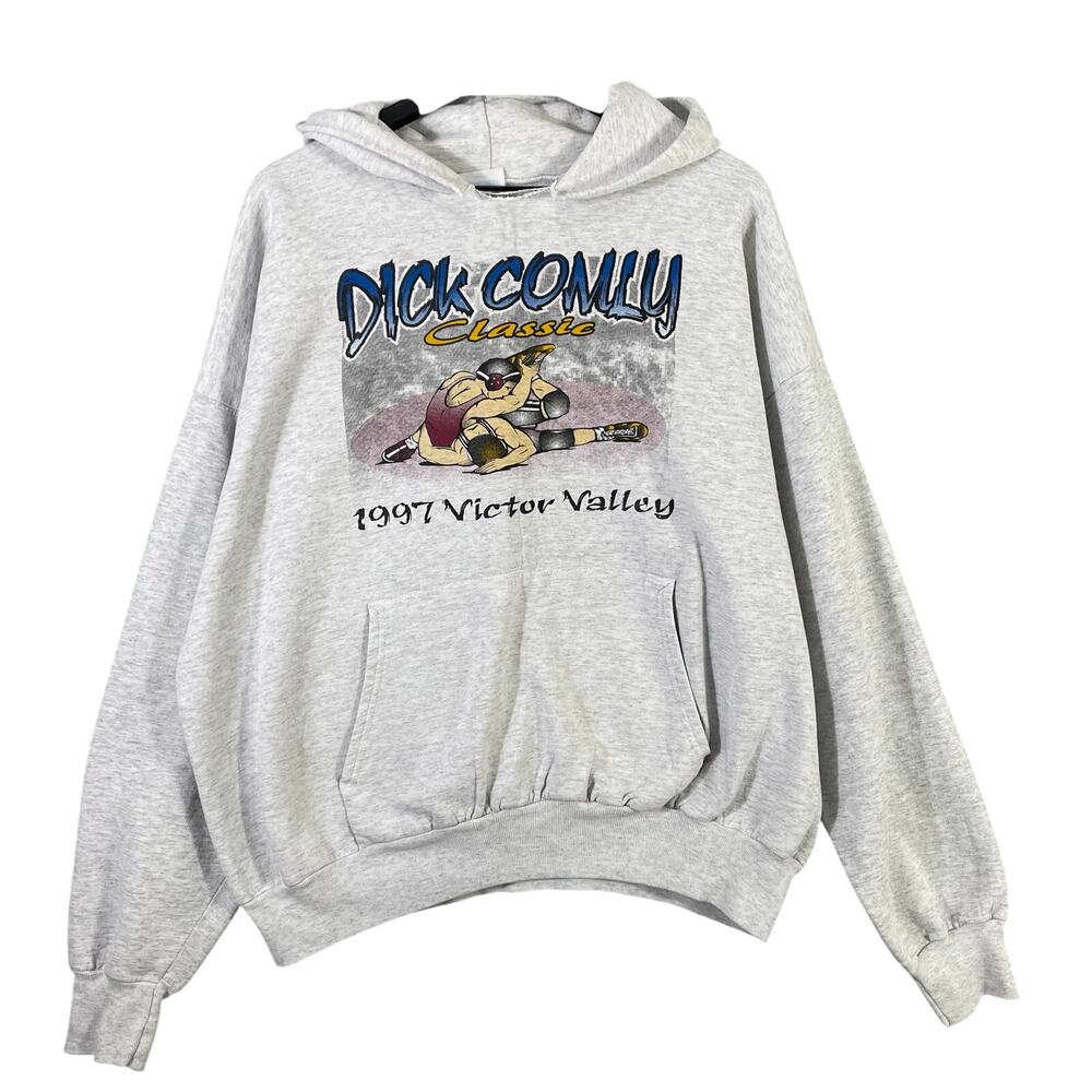 Vintage 1997 Dick Comly Classic Wrestling Hanes Gray Hoodie XXL Victor Valley